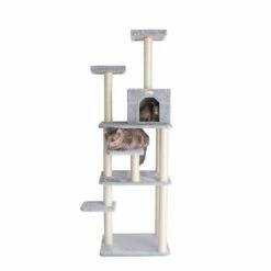 GleePet GP78740822 74-Inch Cat Tree With Seven Levels, Silver Gray