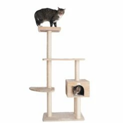 GleePet GP78560321 57-Inch Cat Tree In Beige With Playhouse And Perch