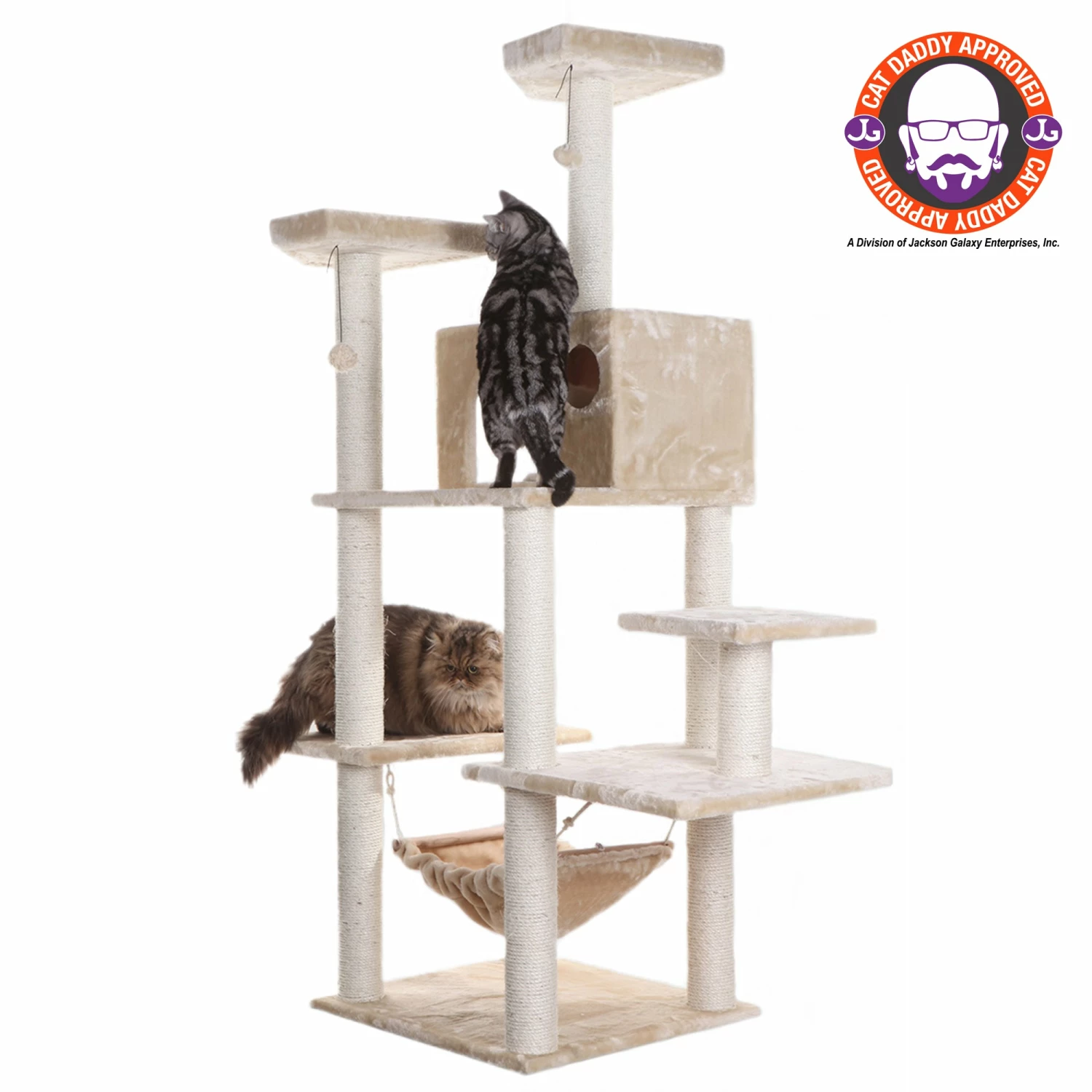 Armarkat 72" Beige Cat Tree With Spacious Condo, SratchIng Post A7202 3 Armarkat 72" Beige Cat Tree With Spacious Condo, SratchIng Post A7202