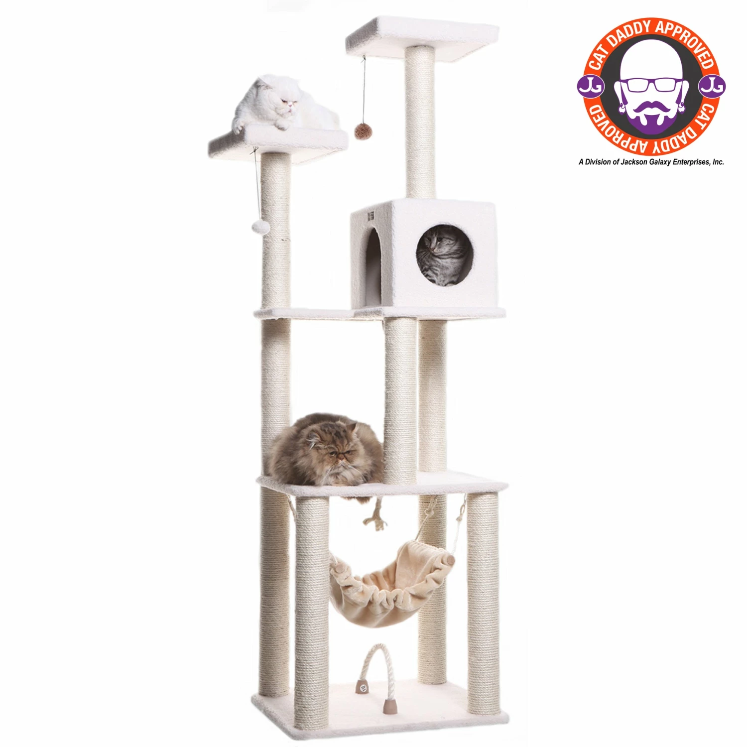 Armarkat B7301 Classic Cat Tree In Ivory, Jackson Galaxy Approved, Four Levels With Rope SwIng, Hammock, Condo, And Perch 3 Armarkat B7301 Classic Cat Tree In Ivory, Jackson Galaxy Approved, Four Levels With Rope SwIng, Hammock, Condo, And Perch