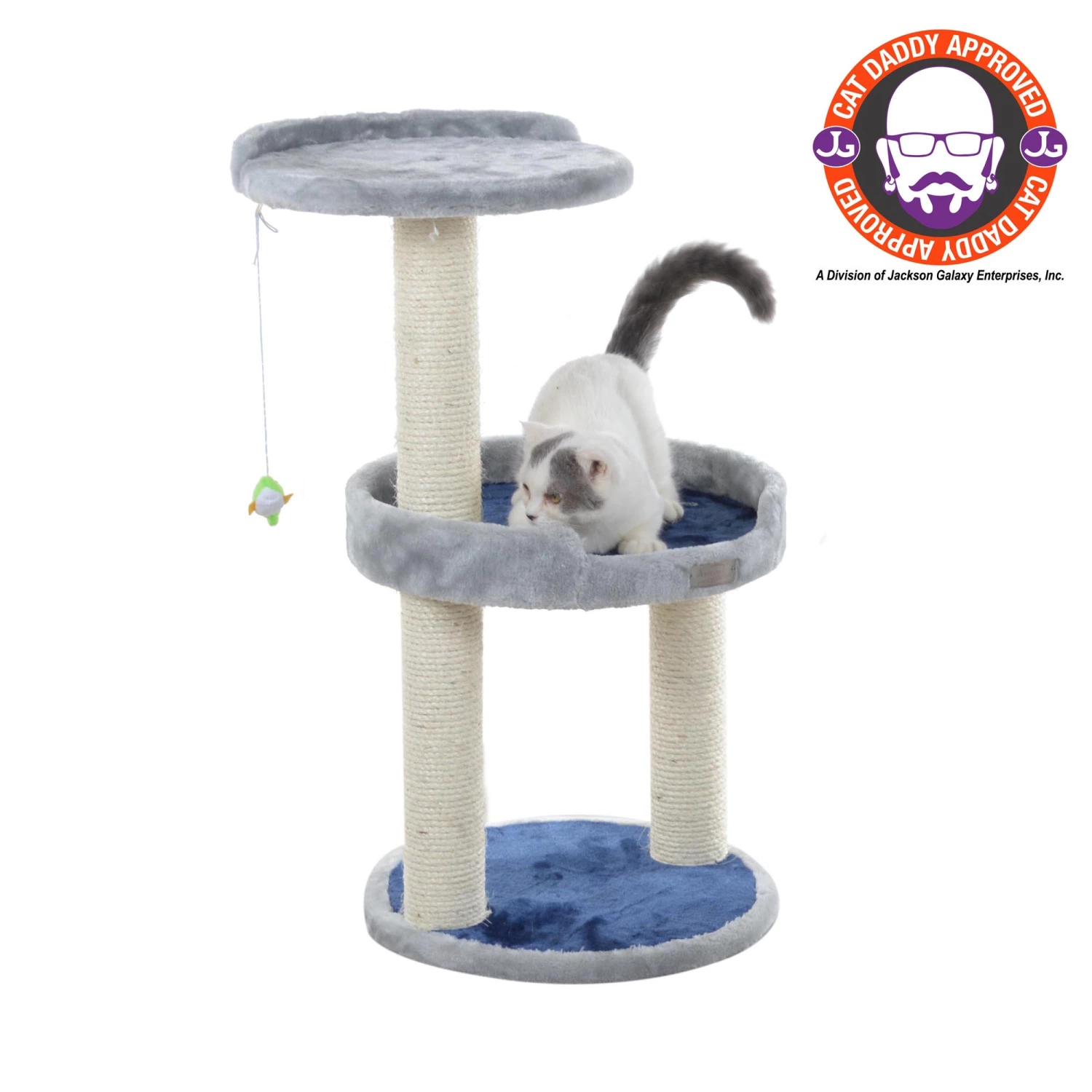 Three-level Compact Scratcher, X2905, Gray W Plush Perch 3 Three-level Compact Scratcher, X2905, Gray W Plush Perch