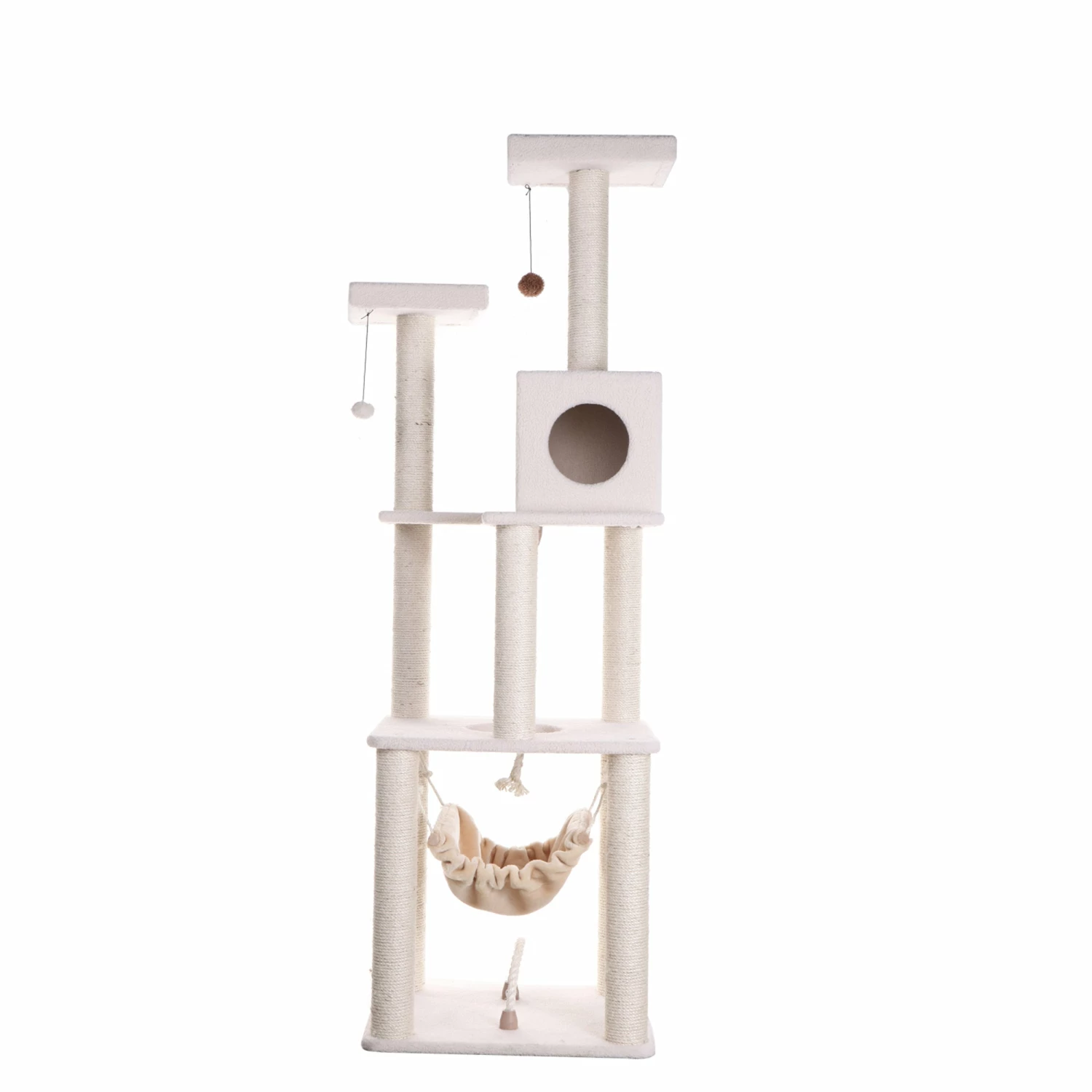 Armarkat B7301 Classic Cat Tree In Ivory, Jackson Galaxy Approved, Four Levels With Rope SwIng, Hammock, Condo, And Perch 4 Armarkat B7301 Classic Cat Tree In Ivory, Jackson Galaxy Approved, Four Levels With Rope SwIng, Hammock, Condo, And Perch - Image 2