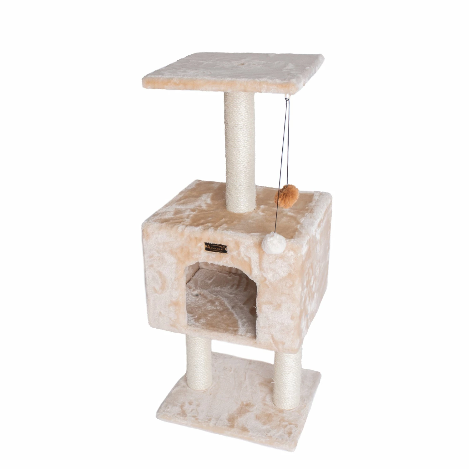 Armarkat Cat Tree With Condo And Scratch Post 42 Height Beige A4201 4 Armarkat Cat Tree With Condo And Scratch Post 42 Height Beige A4201 - Image 2