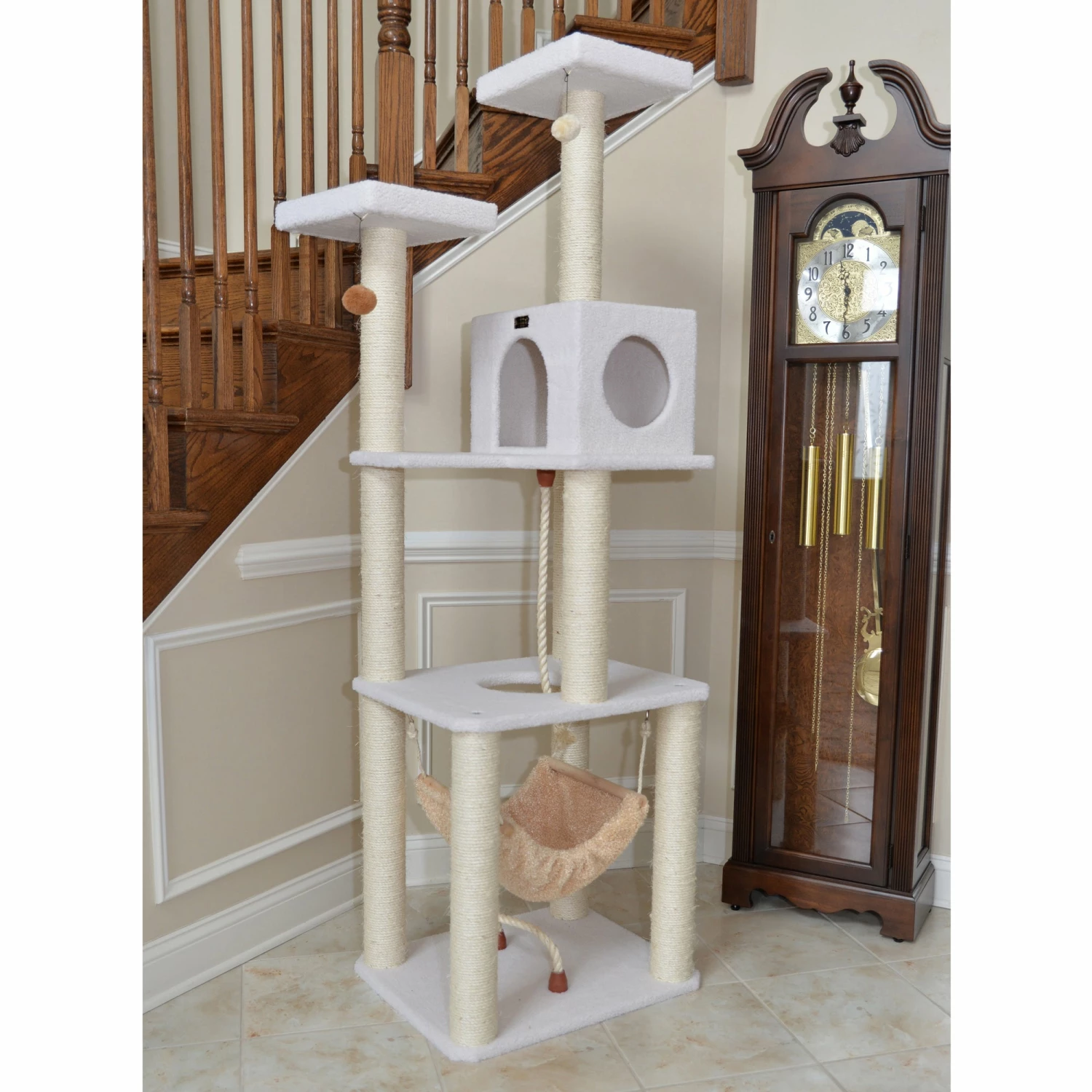Armarkat B7301 Classic Cat Tree In Ivory, Jackson Galaxy Approved, Four Levels With Rope SwIng, Hammock, Condo, And Perch 5 Armarkat B7301 Classic Cat Tree In Ivory, Jackson Galaxy Approved, Four Levels With Rope SwIng, Hammock, Condo, And Perch - Image 3