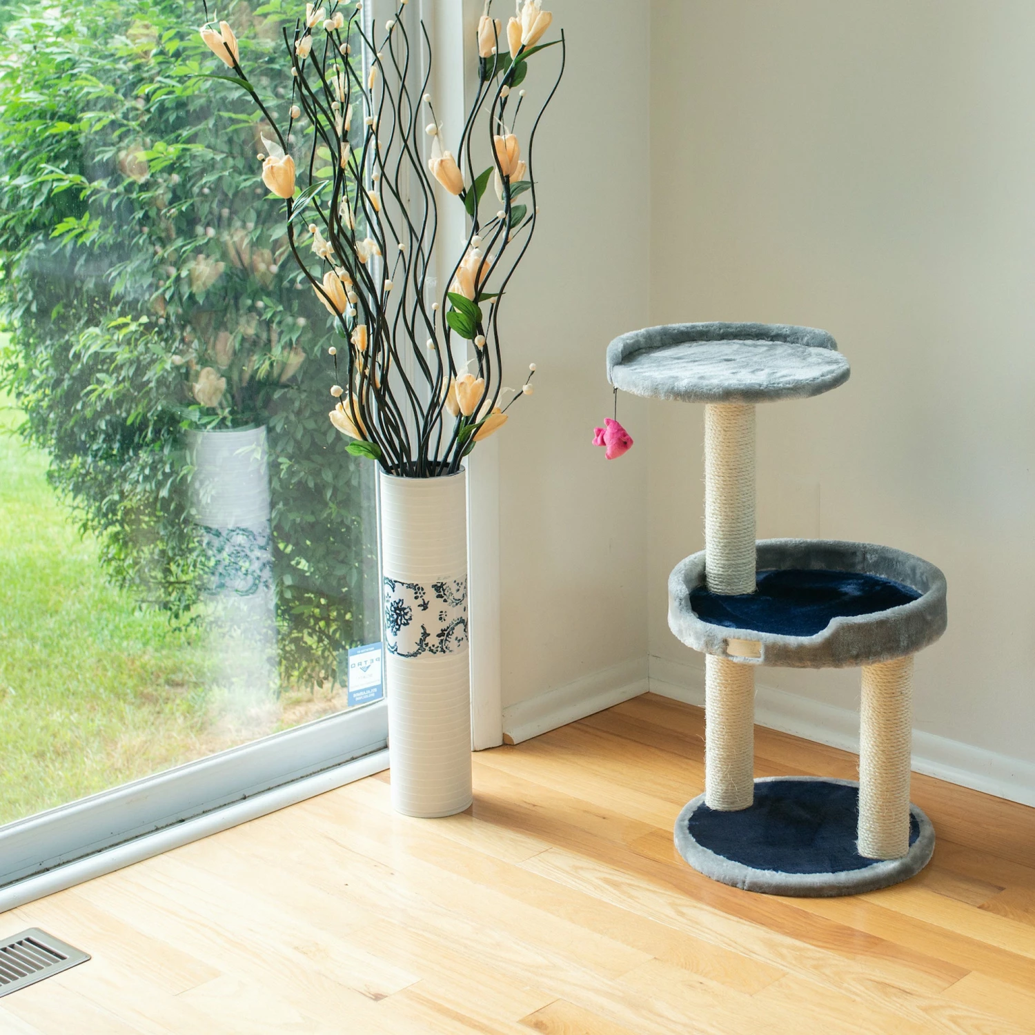 Three-level Compact Scratcher, X2905, Gray W Plush Perch 5 Three-level Compact Scratcher, X2905, Gray W Plush Perch - Image 3