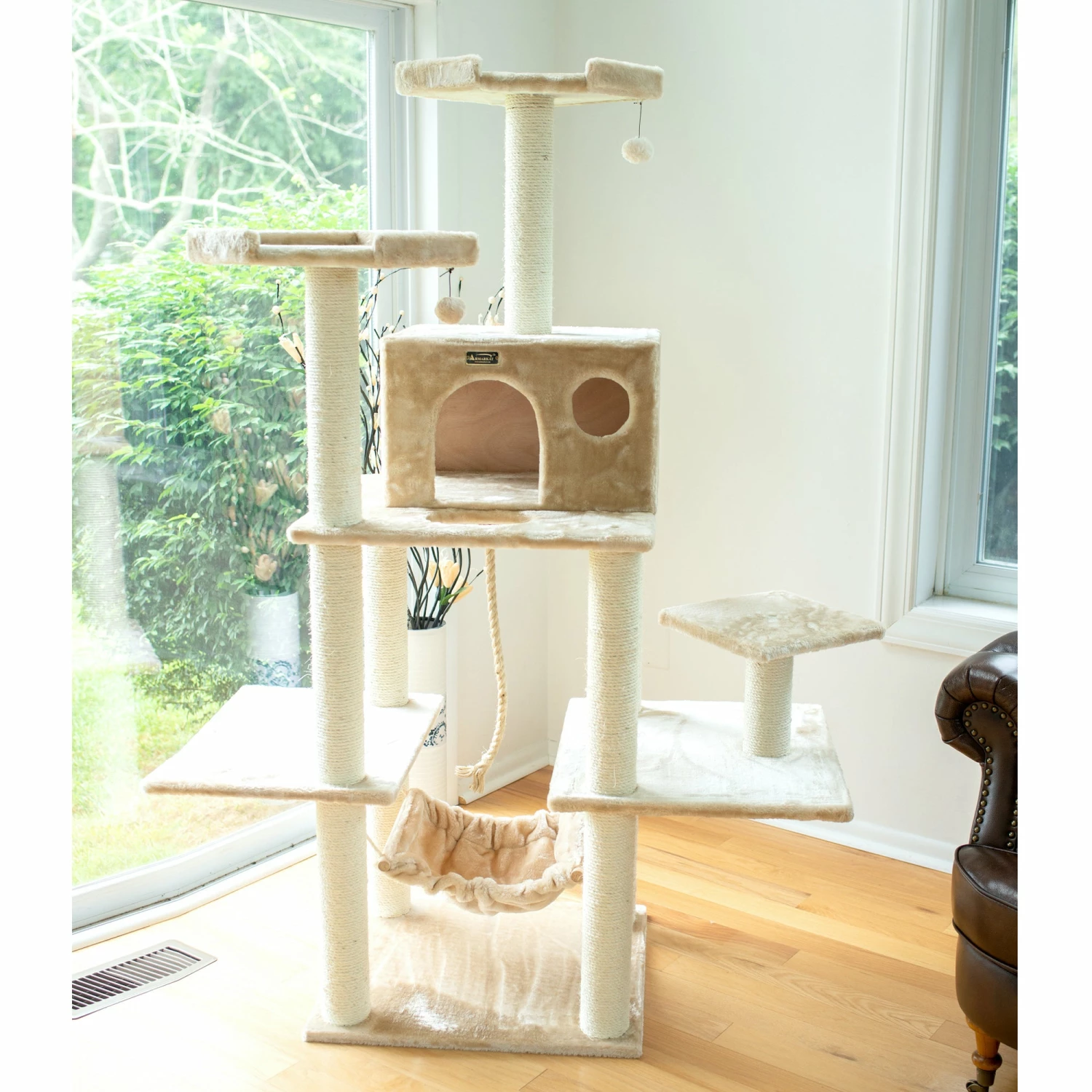 Armarkat 72" Beige Cat Tree With Spacious Condo, SratchIng Post A7202 5 Armarkat 72" Beige Cat Tree With Spacious Condo, SratchIng Post A7202 - Image 3