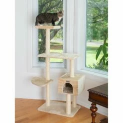 GleePet GP78560321 57-Inch Cat Tree In Beige With Playhouse And Perch -Pet Supplies Sales Shop 4 1301e534 69d1 42dd a286 7c28101e62b8