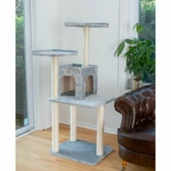 GleePet GP78571022 57-Inch Cat Tree In Silver Gray With Two-Door Condo -Pet Supplies Sales Shop 4 6a28f349 8b18 495e 93a0 4733aba44119