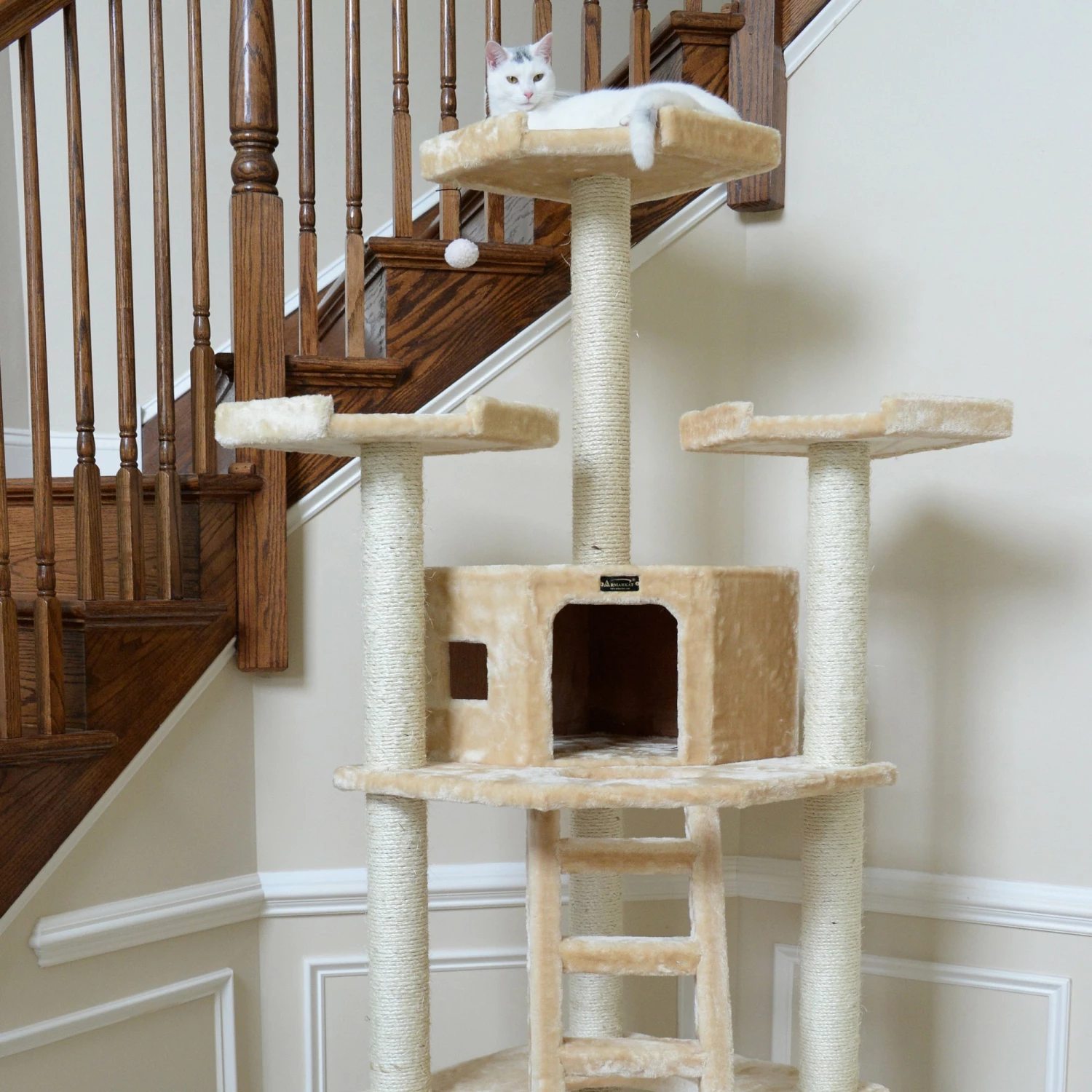 Armarkat Multi-function Cat Tower W Spacious Condo, Perches A8001, Beige 6 Armarkat Multi-function Cat Tower W Spacious Condo, Perches A8001, Beige - Image 4