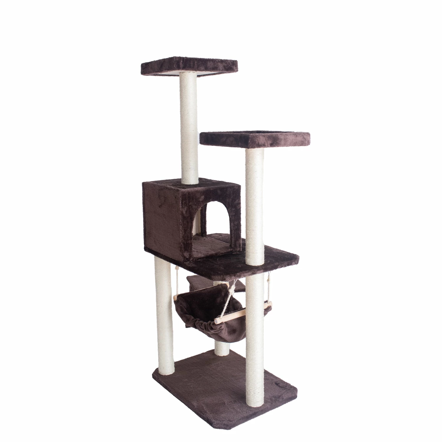GleePet GP78570923 57-Inch Cat Tree In Coffee Brown With Four Levels, Ramp, Hammock And Condo 7 GleePet GP78570923 57-Inch Cat Tree In Coffee Brown With Four Levels, Ramp, Hammock And Condo - Image 5