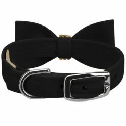 Aurora Borealis Giltmore Bow Tie 1/2" Cat Collar -Pet Supplies Sales Shop Black Cat Collar AB Giltmore Black Bow Tie BK