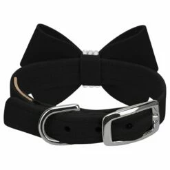 Nouveau Bow 1/2" Cat Collar -Pet Supplies Sales Shop Black Cat Collar Black Nouveau Bow BK