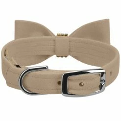 Aurora Borealis Giltmore Bow Tie 1/2" Cat Collar -Pet Supplies Sales Shop Champagne Cat Collar AB Giltmore Champagne Bow Tie BK