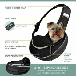 Katziela® Expandable Sling Bag - Front Shoulder Pet Carrier For Small Dog, Cat And Puppy -Pet Supplies Sales Shop KAT ESBL PetSling Black 3 6081127a a0f1 4cf4 9b57 50d140429fb1