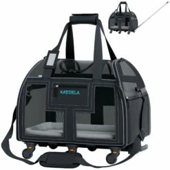 Katziela® Luxury Lorry Pet Carrier With Removable Wheels And Telescopic Handle