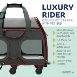 Katziela® Luxury Rider Pet Carrier With Removable Wheels And Telescopic Handle -Pet Supplies Sales Shop LuxuryRider Black KAT PCCF4 6518bc18 58ed 4ad4 92ed e6d387560c9c