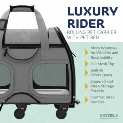 Katziela® Luxury Rider Pet Carrier With Removable Wheels And Telescopic Handle -Pet Supplies Sales Shop LuxuryRider Gray KAT PCCG4 9aab0d74 6720 4aa9 8779 306414fa8ce6