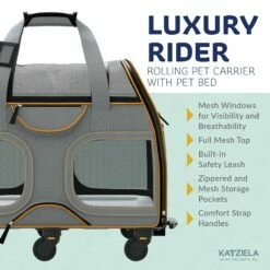 Katziela® Luxury Rider Pet Carrier With Removable Wheels And Telescopic Handle -Pet Supplies Sales Shop LuxuryRider Orange KAT PCCO4 3589a14d 1d8f 4a20 b5e7 39a760cd2baf