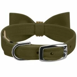 Aurora Borealis Giltmore Bow Tie 1/2" Cat Collar -Pet Supplies Sales Shop Olive Cat Collar AB Giltmore Olive Bow Tie BK