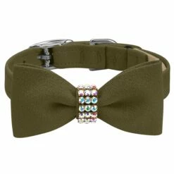 Aurora Borealis Giltmore Bow Tie 1/2" Cat Collar -Pet Supplies Sales Shop Olive Cat Collar AB Giltmore Olive Bow Tie FT