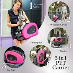 5-in-1 Combo EVA Pet Carrier/Stroller (Luxury Package) 41 5-in-1 Combo EVA Pet Carrier/Stroller (Luxury Package) -Pet Supplies Sales Shop eva 5in1 pet stroller pink