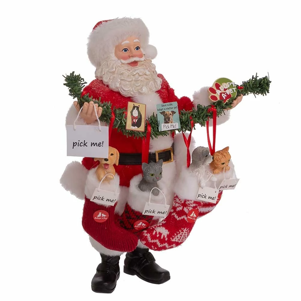 10.5-Inch Fabriché Santa With Adopt-A-Pet Garland And Pets In Stockings 4 10.5-Inch Fabriché Santa With Adopt-A-Pet Garland And Pets In Stockings - Image 2
