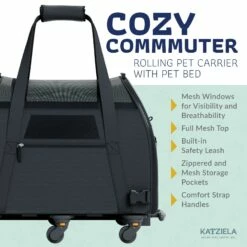 Katziela® Cozy Commuter Pet Carrier With Removable Wheels And Telescopic Handle -Pet Supplies Sales Shop katzielar cozy commuter pet carrier with removable wheels and telescopic handle pet carriers crates katziela 477170 dd153169 7071 4ee9 81f8 2a058530e85d